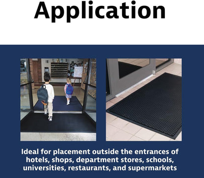 Notrax 340 Soil Guard™ Rubber Scraper Entrance Mat, Outdoor Natural Rubber Doormat for Indoor or Outdoor Heavy-Duty Use, Beveled Edges, 2' x 3', Black, 340S0023BL
