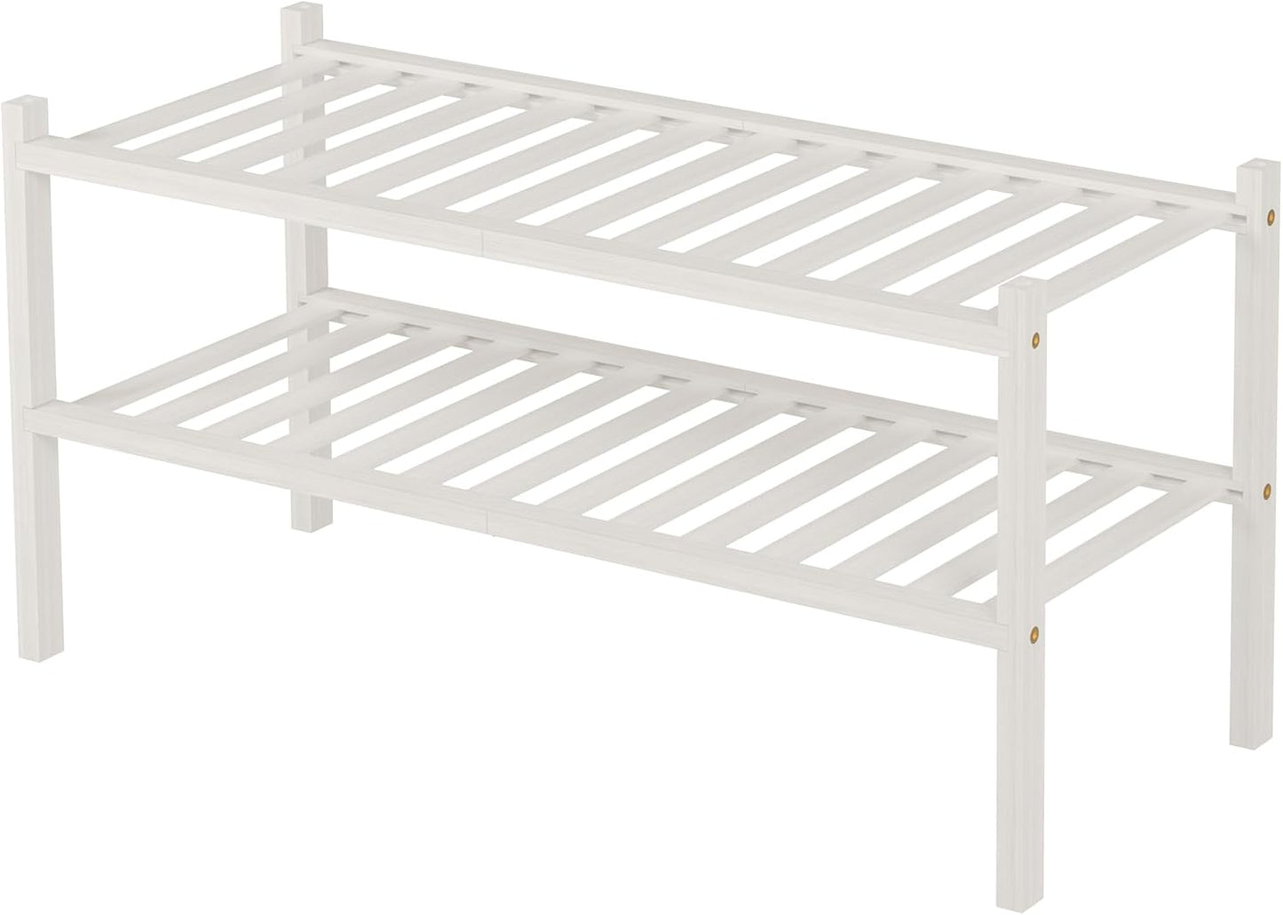 ROMGUAR CRAFT 3 Tier Bamboo Shoe Rack for Closet Free Standing Wood Shoe Shelf Storage Organizer for Entryway Small Space Stackable 27"x11"x20" (Natural)