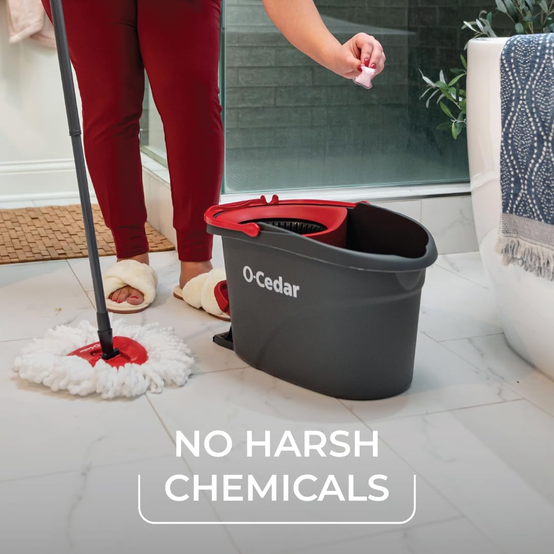 O-Cedar EasyWring Microfiber Spin Mop & Bucket Floor Cleaning System + 2 Extra Mop Head Replacements with Citrus Pac (Variety Pack)