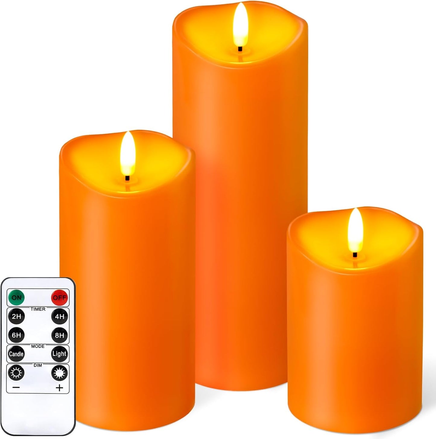 Outdoor Flameless Candles with Remote Timer - Waterproof Realistic Flickering LED Pillar Electric Battery Operated Fake Candle for Holiday Home Wedding Fireplace Decor - Ivory White 3 Pack (4”6”8”)