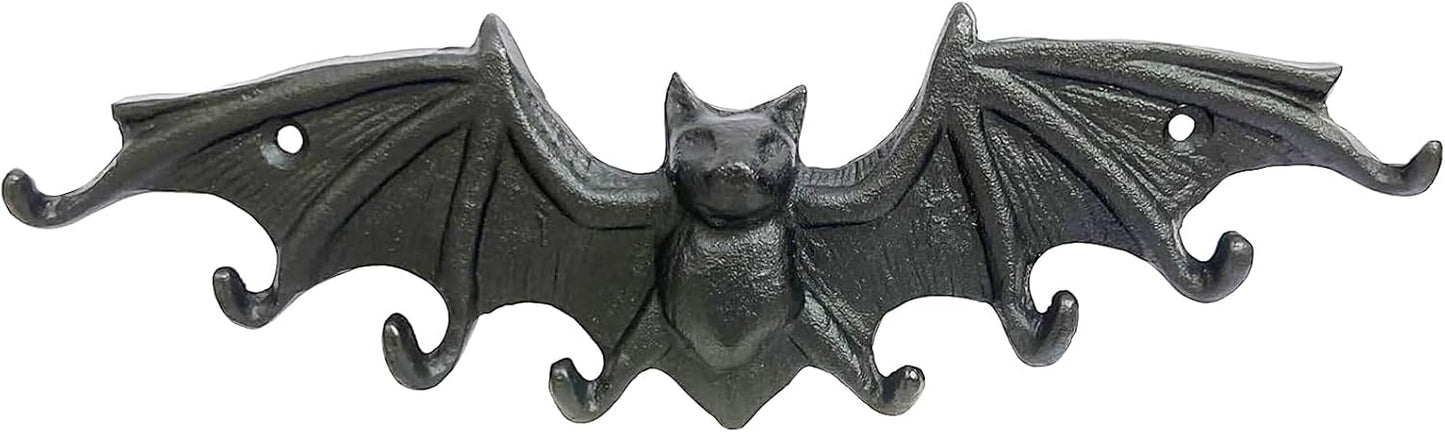 Coat Hooks Wall Mounted, Rustic Bat Key Hook Holder, Heavy Duty Decorative Black Wall Hooks for Mudroom, Towels, Hat Rack, Purse Hooks, Cast Iron Decorative ‎Antique Black Hooks
