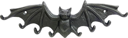 Coat Hooks Wall Mounted, Rustic Bat Key Hook Holder, Heavy Duty Decorative Black Wall Hooks for Mudroom, Towels, Hat Rack, Purse Hooks, Cast Iron Decorative ‎Antique Black Hooks