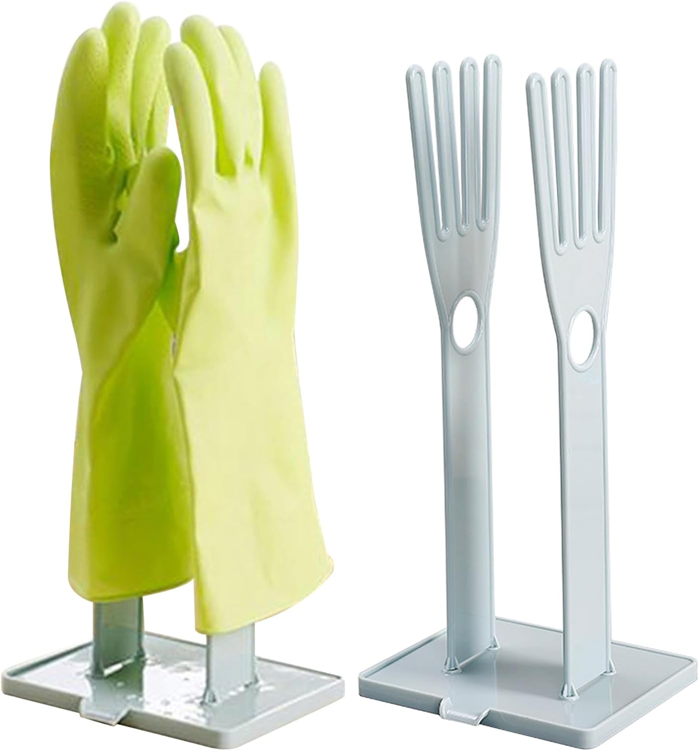 Rubber Glove Holder Glove Holder 2 Sets Plastic Drying Rack with Towel Storage Hole, Drain Outlet and Detachable Base for Kitchen Countertop or Sink