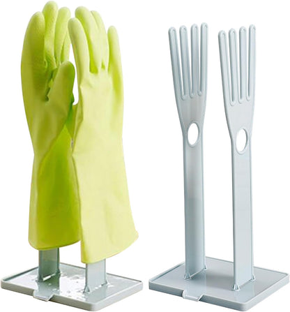 Rubber Glove Holder Glove Holder 2 Sets Plastic Drying Rack with Towel Storage Hole, Drain Outlet and Detachable Base for Kitchen Countertop or Sink