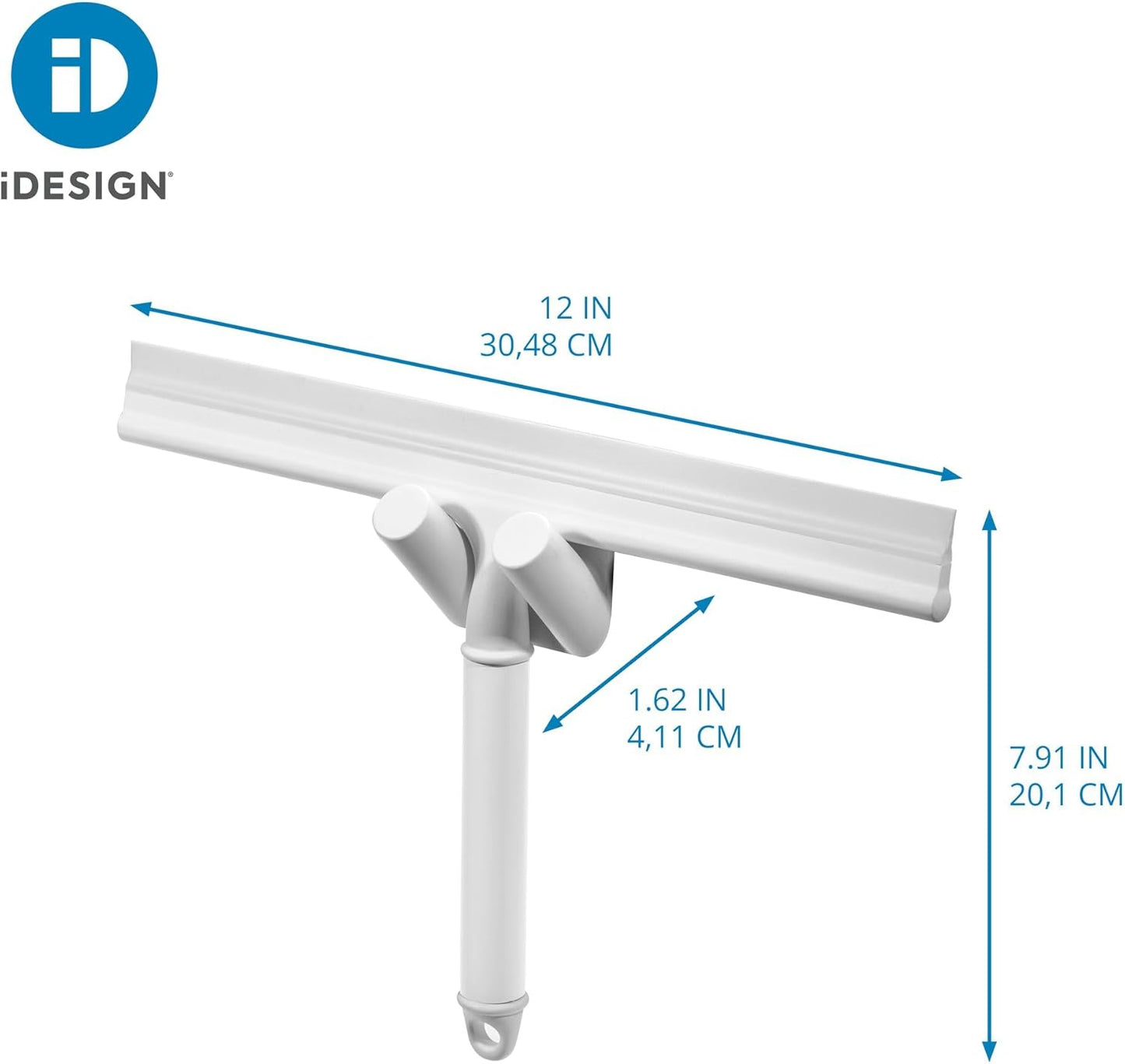 iDesign Shower Squeegee with Adhesive Hook - White