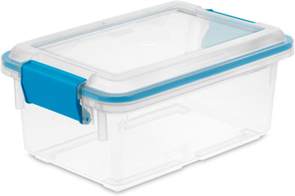 Sterilite 4-Pack Gasket Box, Home Storage Organizer Bins with Lids, 37 Quart – Stackable Clear Plastic Containers for Bedroom, Bathroom, Garage, Basement, or Attic