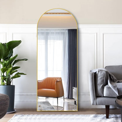 OGCAU Floor Full Length Mirror, 56"x20" Arched Full Body Mirror, Hanging or Leaning, Standing, Wall Mounted with Aluminum Frame for Bedroom Living Room, White