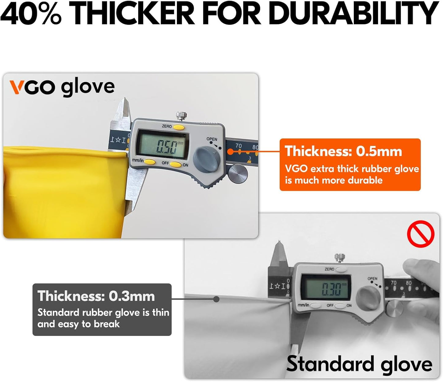 Vgo... 3-Pairs Reusable Household Gloves, Rubber Dishwashing gloves, Extra Thickness, Long Sleeves, Kitchen Cleaning, Working, Painting, Gardening, Pet Care (Size L, Yellow, HH4601)