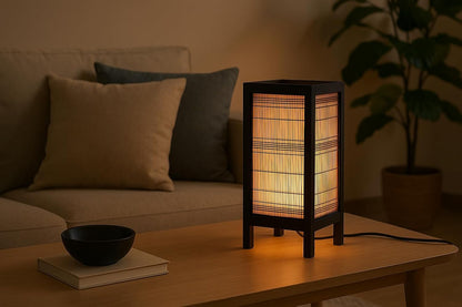RED BERRY THAILAND LANNA LAMP-Thai Vintage Handmade Asian Bamboo Art Handcraft Japanese Lamp Table Lights or Floor Wood Table Lamp (Bamboo Art New)