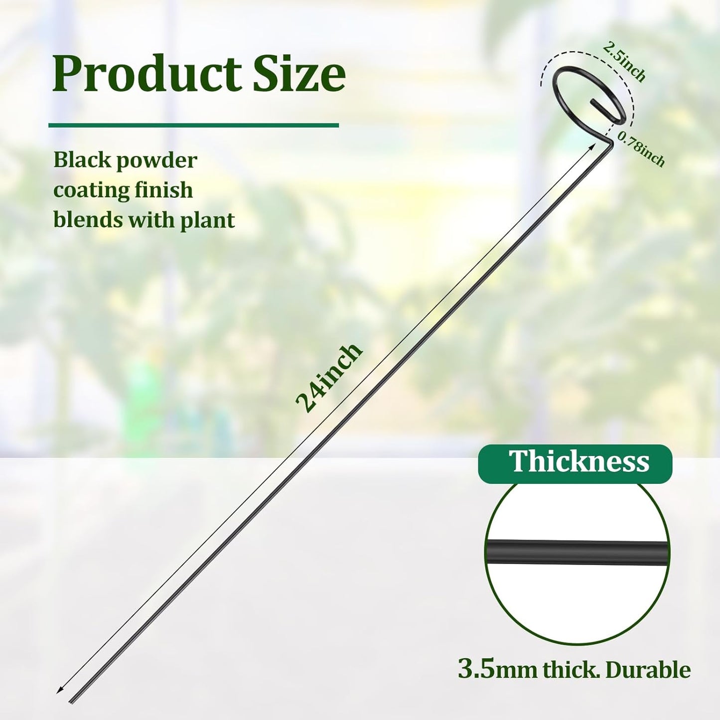 24 Inch 20 Packs Plant Stakes,Plant Supports for Outdoor Plants,Garden Single Stemmed Plant Support Stakes for Gardening,Flowers,Orchid,Peony Lily Rose