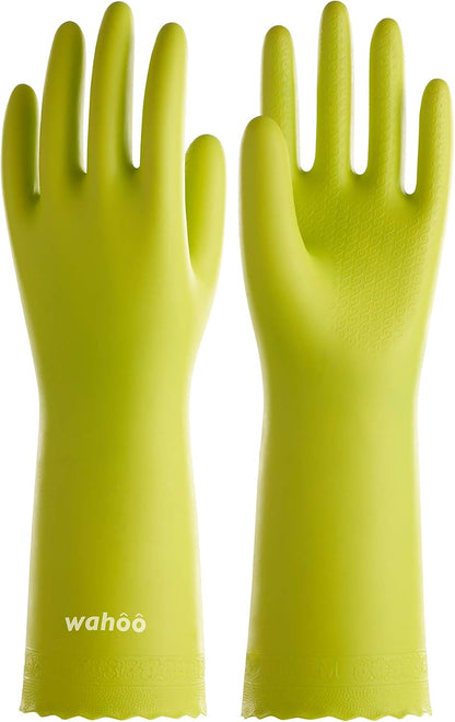 LANON wahoo Skin-Friendly Cleaning Gloves, Dishwashing Kitchen Gloves with Cotton Flocked Liner, Reusable, Non-Slip, Mauve Mist, Medium