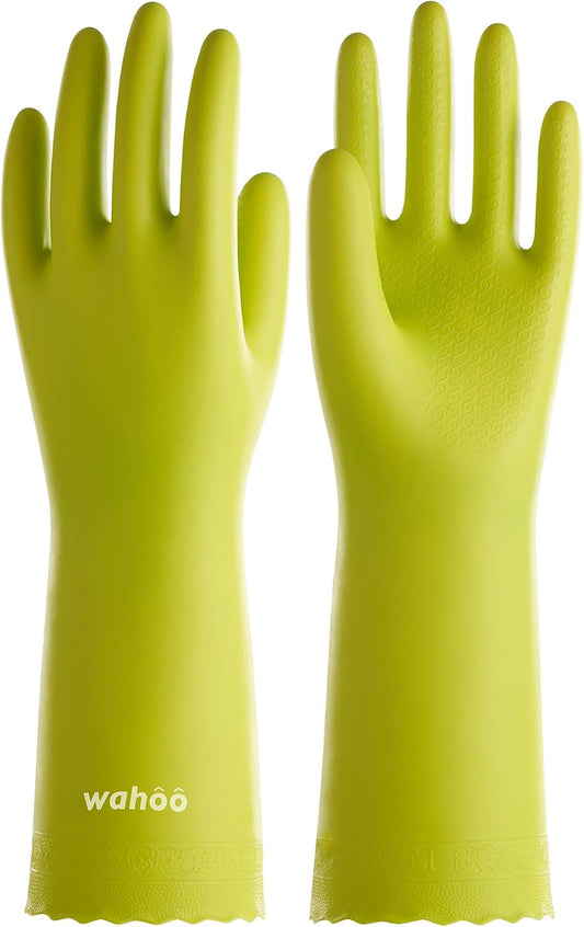 LANON wahoo Skin-Friendly Cleaning Gloves, Dishwashing Kitchen Gloves with Cotton Flocked Liner, Reusable, Non-Slip, Mauve Mist, Medium