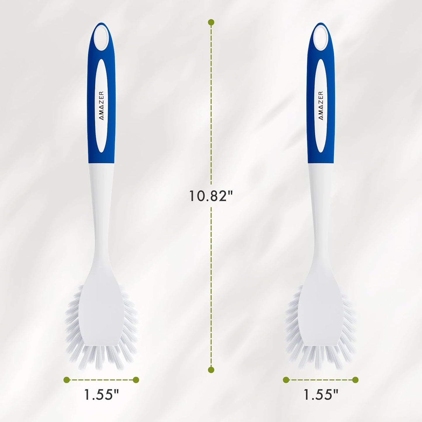 Amazer Dish Brush with Handle, 2 Pack Kitchen Scrub Brushes for Cleaning, Dish Scrubber with Stiff Bristles for Sink, Pots, Pans