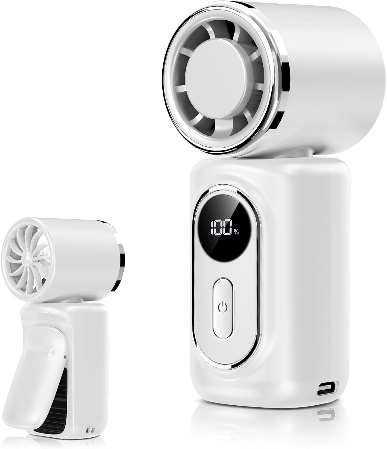 Portable Clip-On Mini Fan 180° Rotating 3000mAh 5-speed | Handheld Mini Fan with LED Display, 14500 RPM Rechargeable Stroller Fan for Travel, Camping, Game day & Office