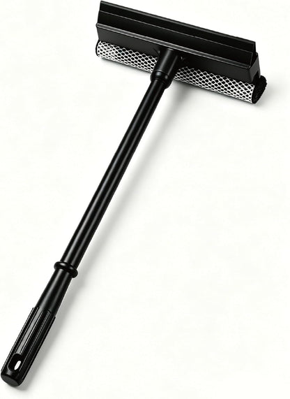2 in1 Window Squeegee for Car, Window Cleaning Tool with 16inch Long Handle,Sponge Car Window Squeegee for Gas Station, Glass,Shower,Outdoor High Window Cleaning