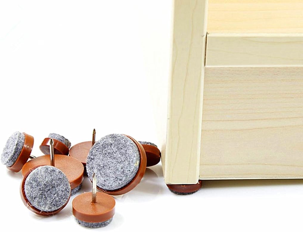 ALIMITOPIA 40pcs Furniture Felt Pad Heavy Duty Nail-on Chiar Slider Glide Pad Floor Protector for Wooden Furniture Chair Tables Leg Feet(Φ18mm or 0.7";Brown)