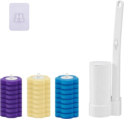 Disposable Toilet Brush with 48 Refills,Toilet Cleaning Supplies,Toilet Wand Brush Starter Kit,Wall Mounted Toilet Bowl Cleaner Brush with Holder for Bathroom Deep Cleaning & Hygiene (White)