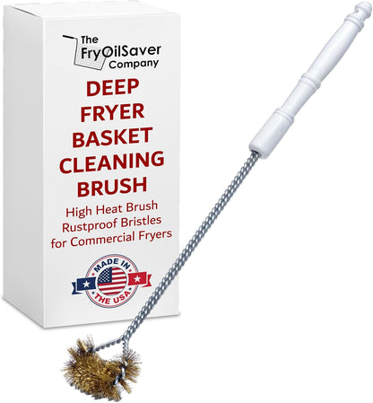 Deep Fryer Cleaning Brush – L-Shaped High-Temp Commercial Kitchen Tool - Heavy Duty Brass Bristles - Heat Resistant to 750F for Food Debris - Deep Fryer Cleaner - Made in USA by FryOilSaver Co. B53C