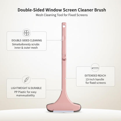 Versatile Double-Sided Screen & Glass Cleaning Brush, Multipurpose Mesh Tool for Fixed Windows, Durable PP Plastic