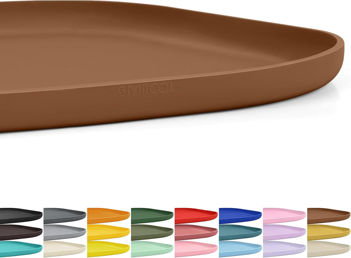 SMILOOL Silicone Pet Food Mat with Raised Edge for Food and Water Bowl, Dog Feeding Mats, Cat Food Trays for Floor Waterproof, Rubber Tray for Dogs and Cats, 19 x 12 x 0.7 Black