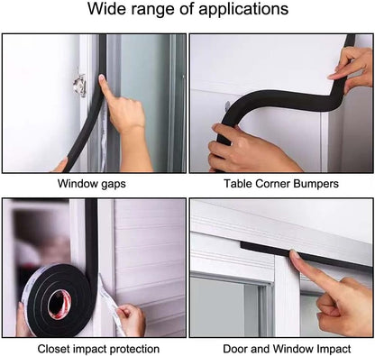 High Density Foam Tape Waterproof Sealing Strip, Single-Sided Adhesive EVA Self Adhesive Weather Strip for Insulating Door Frame, Window, Air Conditioner (0.6in X 32.8Ft,1/8 in Thick)