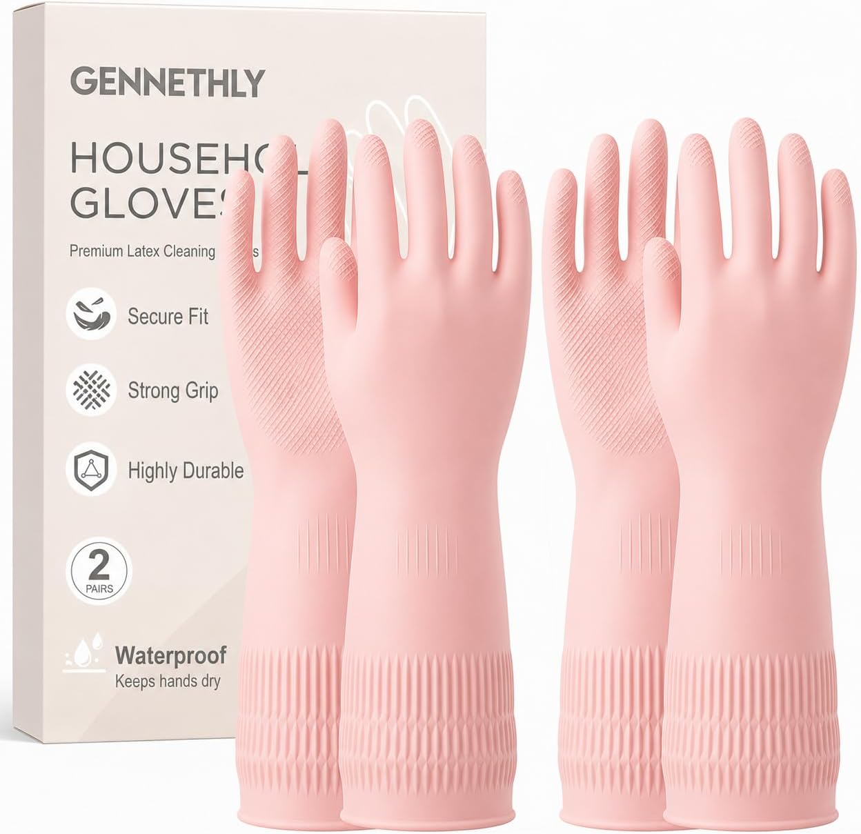 Rubber Dishwashing Gloves, Reusable Cleaning Dish Gloves for Kitchen, Long Cuff for Washing Dishes