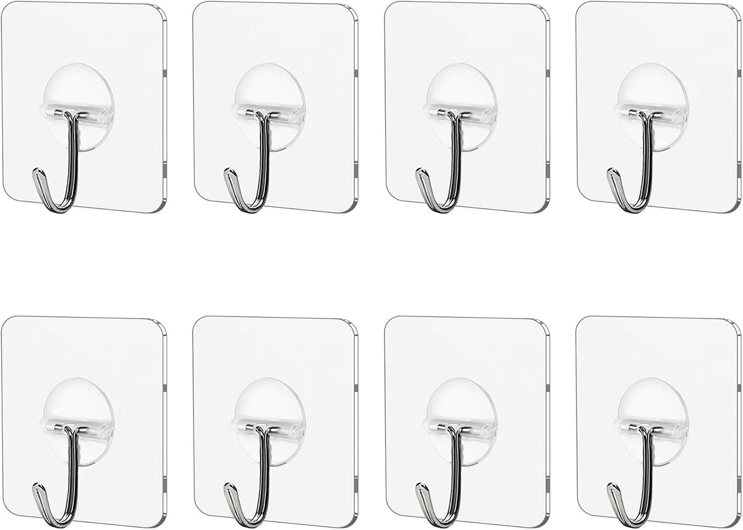 Adhesive Wall Hooks 12 Pack Heavy Duty Transparent Waterproof Hooks for Hanging Towels Coats Keys and Decor for Bathroom Kitchen Door Outdoor Use