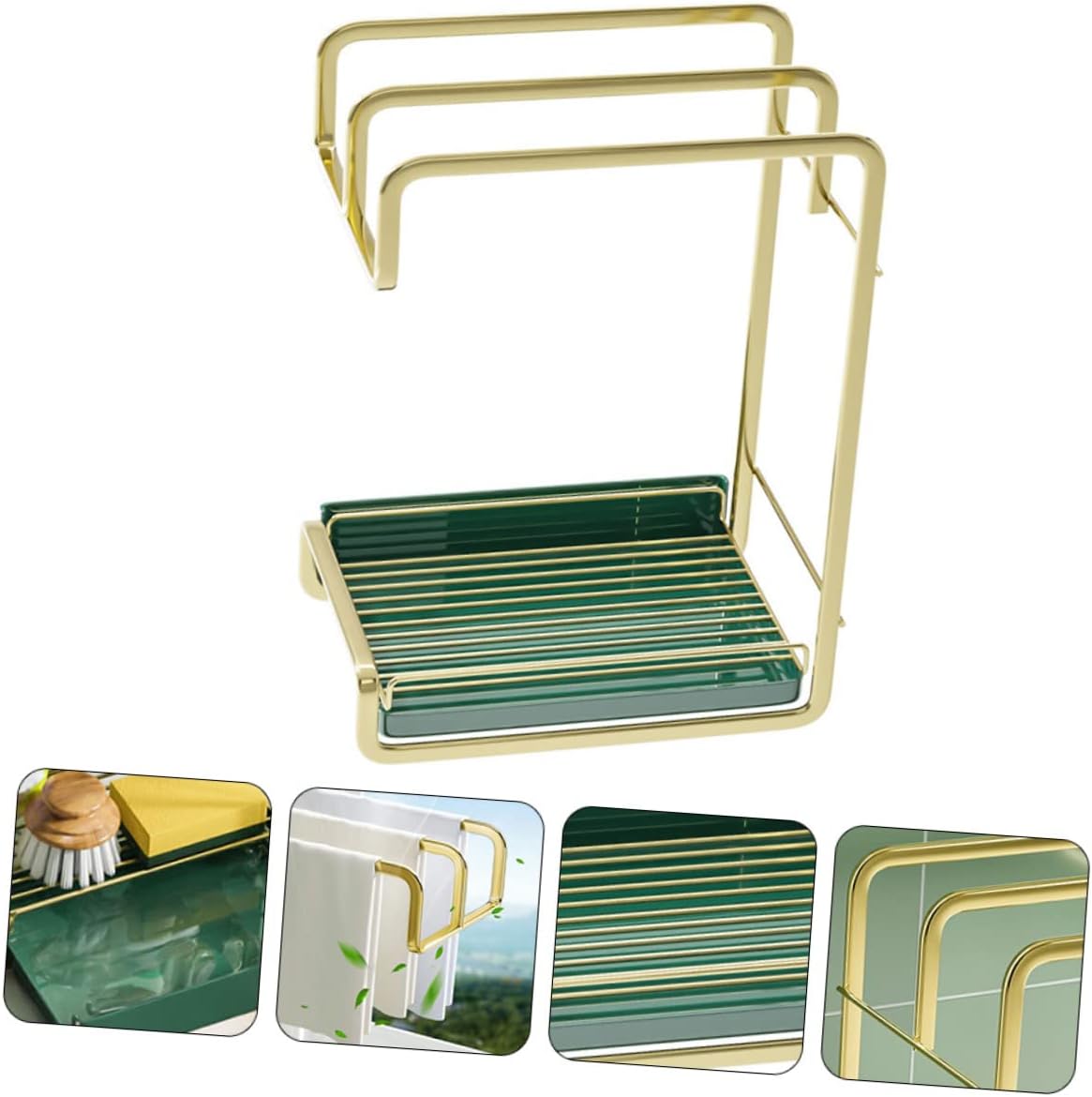 COLLBATH Elegant Wall-mounted Drain Rack Duster Cloth Drying Rack Kitchen Drain Stand Storage Wall Hanging Accessory