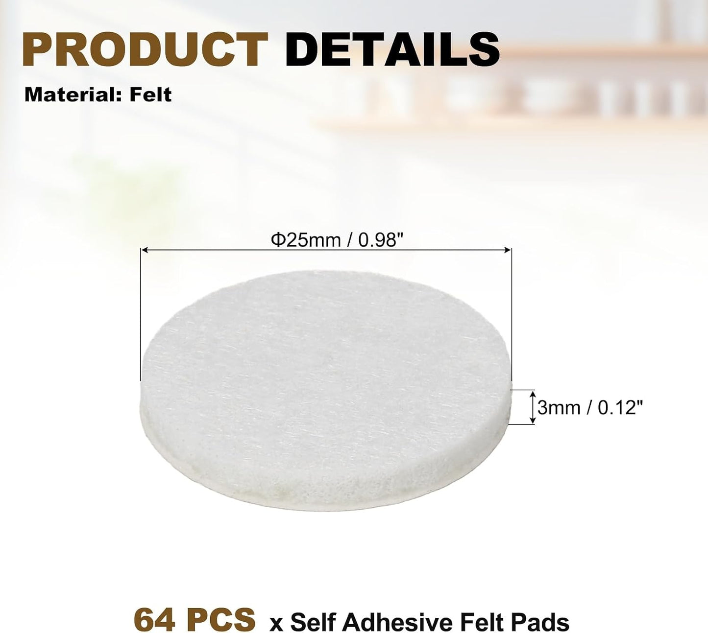uxcell 32Pcs Non Slip Furniture Pads, 3" Round Self Adhesive Felt Bumpers Noise Reducing Furniture Feet Floor Protector for Chairs Tables Furniture Legs (White 0.2" Thick) - Colors A