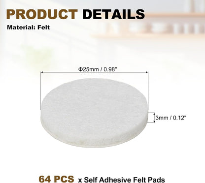 uxcell 32Pcs Non Slip Furniture Pads, 3" Round Self Adhesive Felt Bumpers Noise Reducing Furniture Feet Floor Protector for Chairs Tables Furniture Legs (White 0.2" Thick) - Colors A