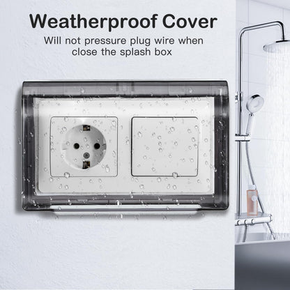 Cabilock Outdoor Outlet Cover Waterproof IP66, Single Gang Weatherproof Plug Case with Flip Lid, No-Drilling Self-Adhesive Socket Protector, Childproof Electrical Box for Bathroom, Kitchen and Patio,