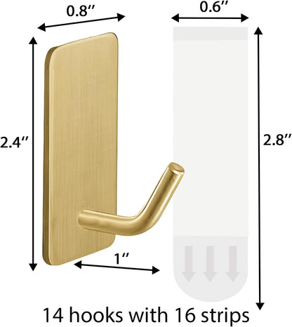 2 Razor Holder for Shower and 3 Adhesive Hooks with Removable Strips，Towel Hooks for Hanging，Wall Hooks for bathrooms，Removable Damage-Free Metal Shaver Holder，for Stockings，Decor，Robe
