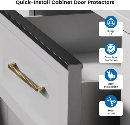 6 Pack 18" Length Cabinet Door Protector Edge Guard, 3/4" Thick Slip-On Cabinet Edge Protector, Plastic Edge Protectors for Kitchen Cabinet Trash Drawer, Clear