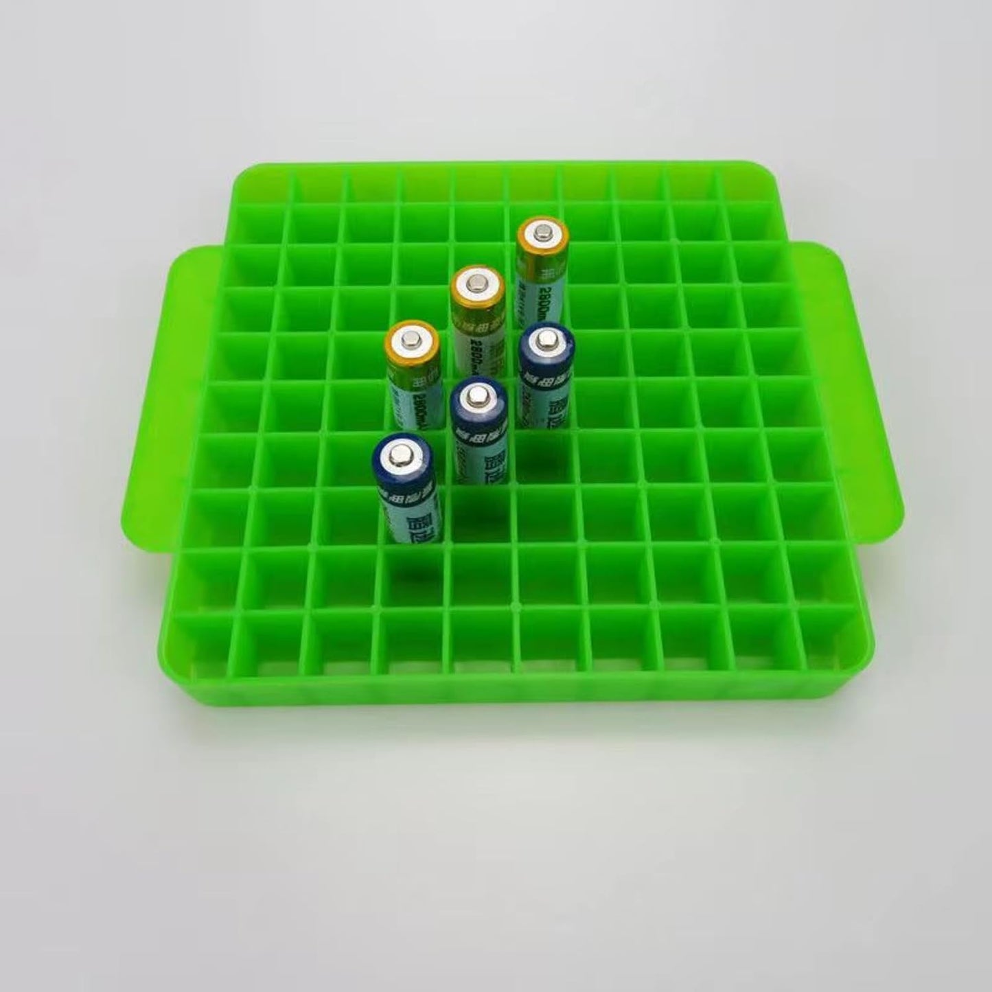 100 Slot Battery Storage Organizer, AA Battery Case Holder Storage Vault Container for Drawer Organization Holds 100 AA Batteries (Batteries Not Included) Blue