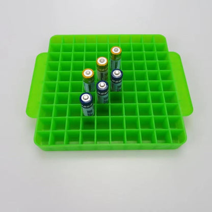 100 Slot Battery Storage Organizer, AA Battery Case Holder Storage Vault Container for Drawer Organization Holds 100 AA Batteries (Batteries Not Included) Blue