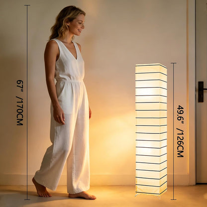 YY YEARCHY Floor Lamp Paper Lamp Japanese Standing Lamps with Rice Paper Shade for Bedroom Livingroom Slim