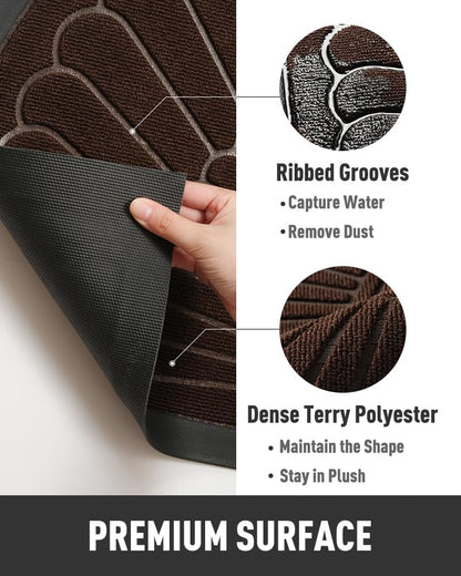 tchdio Door Mat Outdoor Indoor Entrance Doormat-Semicircular Durable Rubber Non Slip Front Door Mat for Outside Inside Entry Entryway Dirt Trapper WelcomeMat for Muddy Paws and Shoes-Black 17”x30”