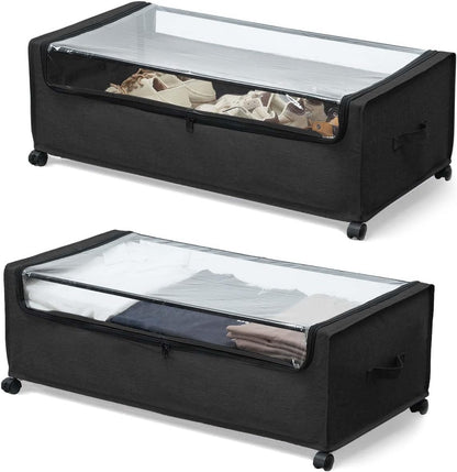 FOUCSSOMEI Under Bed Storage with Wheels, Under The Bed Storage Drawers On Wheels, Rolling Underbed Drawers, Lockable, Heavy Duty