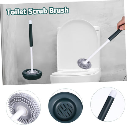 1Set Silicone Toilet Brush with Holder Toilet Scrubber for Effortless Cleaning Quick Drying Design Flexible Bristles for Toilet Maintenance