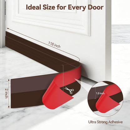 Door Draft Stopper, Ohuhu 39"L x 2"W Silicone Weather Stripping Under Door Seal for Exterior Interior Doors, 1" Widened Strong Adhesive, Soundproof Door Sweep Strip to Block Cold, Noise, Light Pests