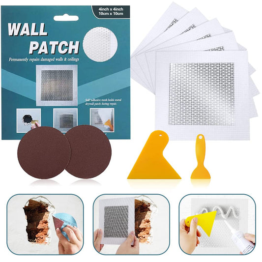 4'' by 4'' Drywall Repair Patch, 5 Pcs Wall Patch Repair Kit, Self Adhesive Wall Mesh Repair, Large Hole Patch for Drywall, Sheet Rock Patch, Aluminum Metal Sheetrock Ceiling Dry Wall Patch
