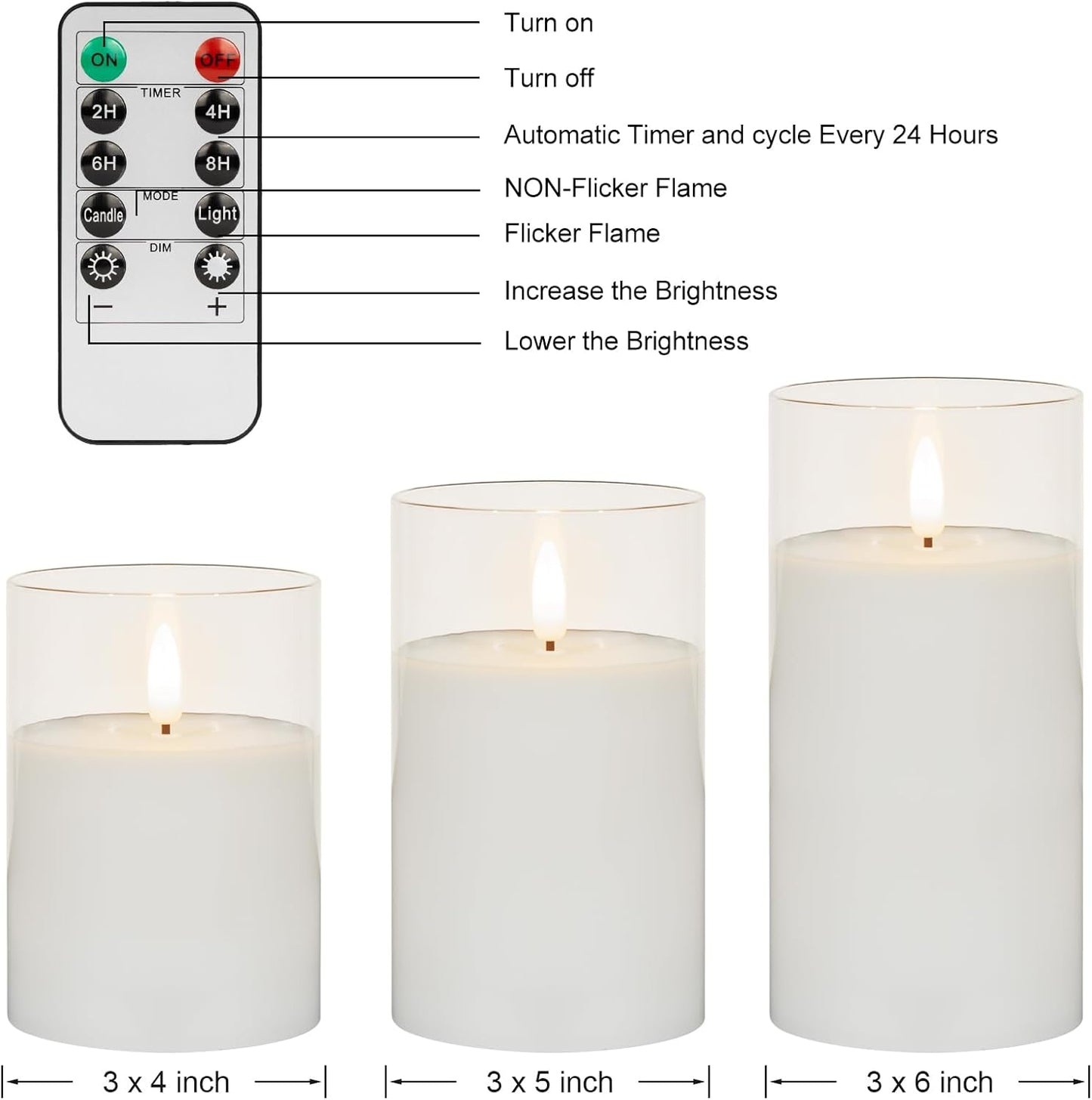 ANGELLOONG Flickering Flameless Candles, Realistic Battery Operated Candles with Remote and Timer, Set of 3 LED Candles for Room Fall Home Wedding Decor Centerpieces Table Party Valentines Decorations
