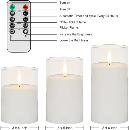 ANGELLOONG Flickering Flameless Candles, Realistic Battery Operated Candles with Remote and Timer, Set of 3 LED Candles for Room Fall Home Wedding Decor Centerpieces Table Party Valentines Decorations