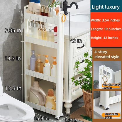 Slim Storage Car Durable Slim Storage Cabinet with Wheels Narrow Shelf Rack for Kitchen,Bathroom,Study,Office,Etc (3 Tier elevated)