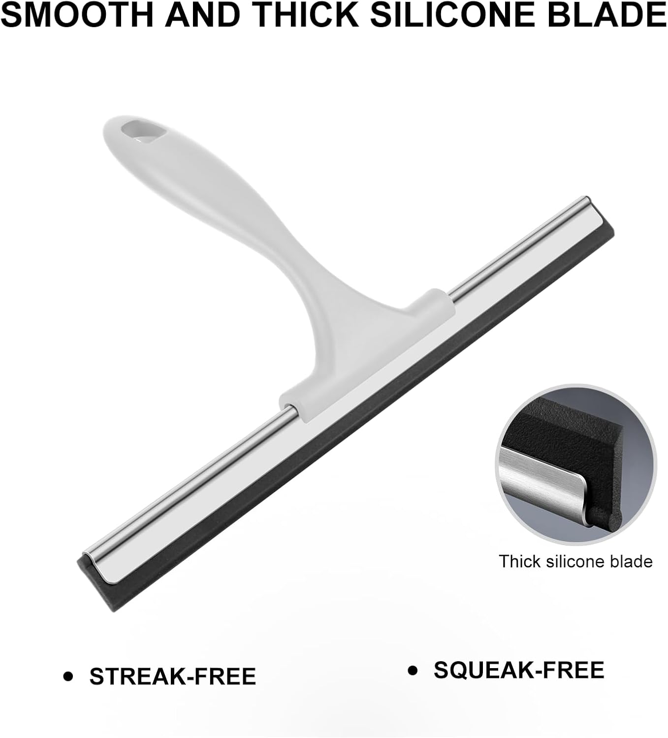 SetSail Squeegee for Shower Glass Door Stainless Steel Shower Squeegee for Glass Doors All-Purpose Window Squeegee for Tile Shower Walls, Sink, Mirror, Bathroom, Car Window Cleaning 10 Inches