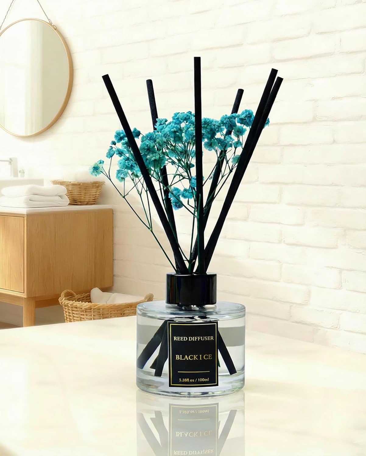 Reed Diffuser Set-Lemon Verbena Scent Fragrance Oil Diffuser with 6 Reed Sticks | Home & Bedroom Bathroom Decor,3.38 fl oz (100ml)