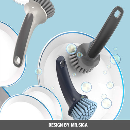 MR.SIGA Pot and Pan Cleaning Brush, Dish Brush for Kitchen, Lake Blue, Pack of 2
