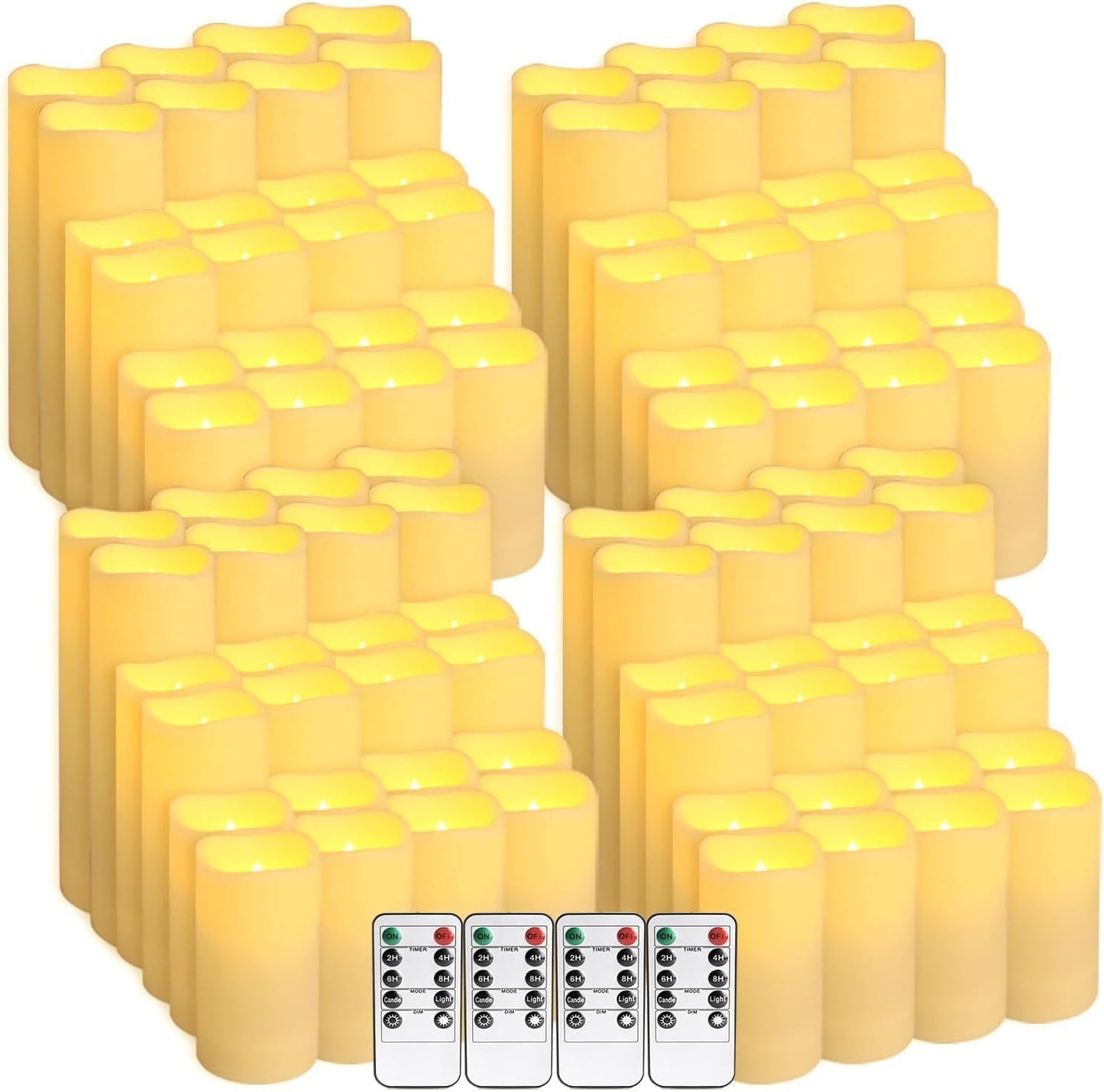 Enpornk Flameless Battery Operated Outdoor Waterproof Set of 12(D: 3" x H: 3" 4" 5" 6") Pillar LED Candles with 10-Key Remote and Cycling 24 Hours Timer