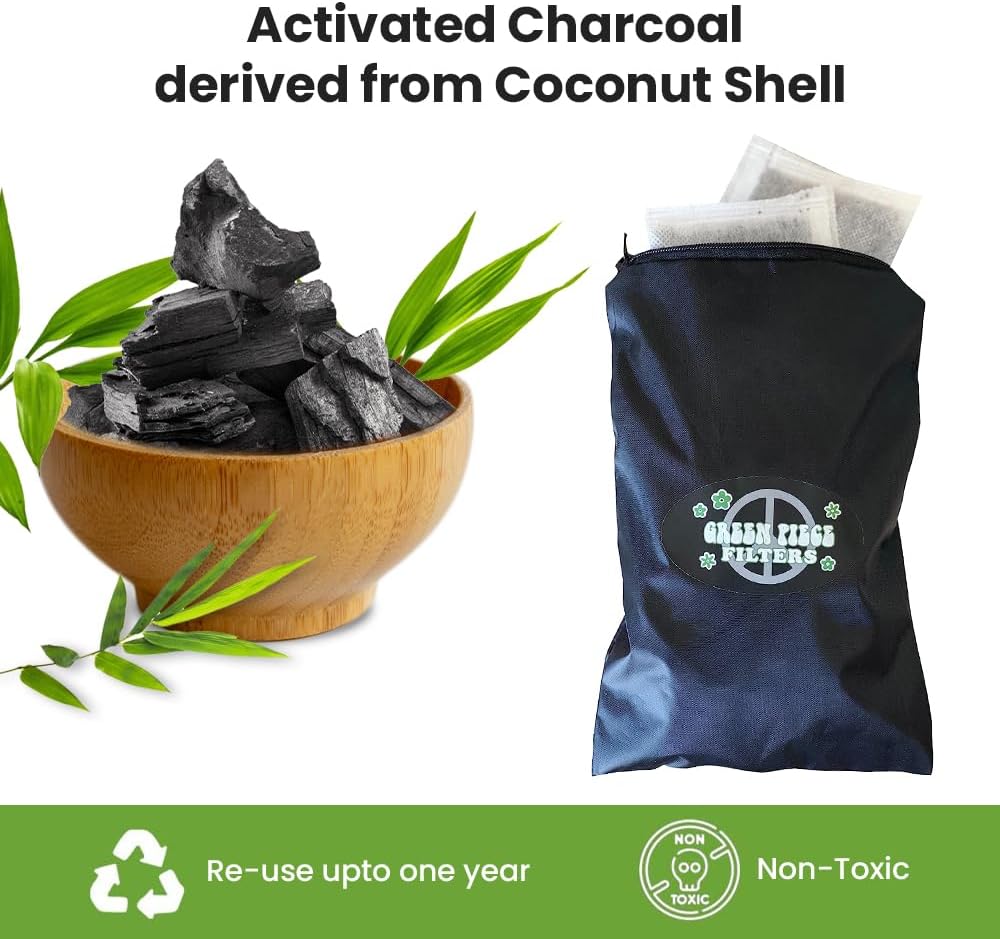 Green Piece® 24 Pack Overstuffed All-Natural Diaper Pail Deodorizer | Activated Charcoal Air Purifier Compatible with Diaper Pails, Shoe Closets, Trash Cans, Pets - Made in The USA by Green Piece