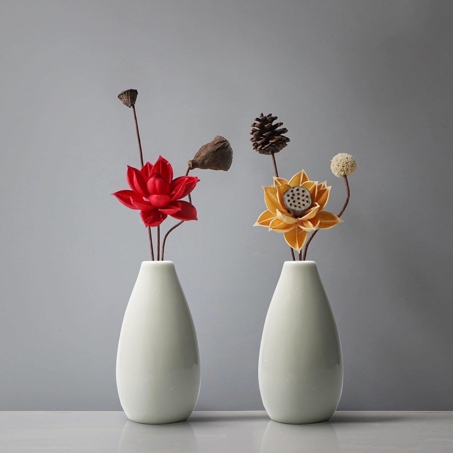 Modern Small Flower Vases 8 Pack - Ceramic, White
